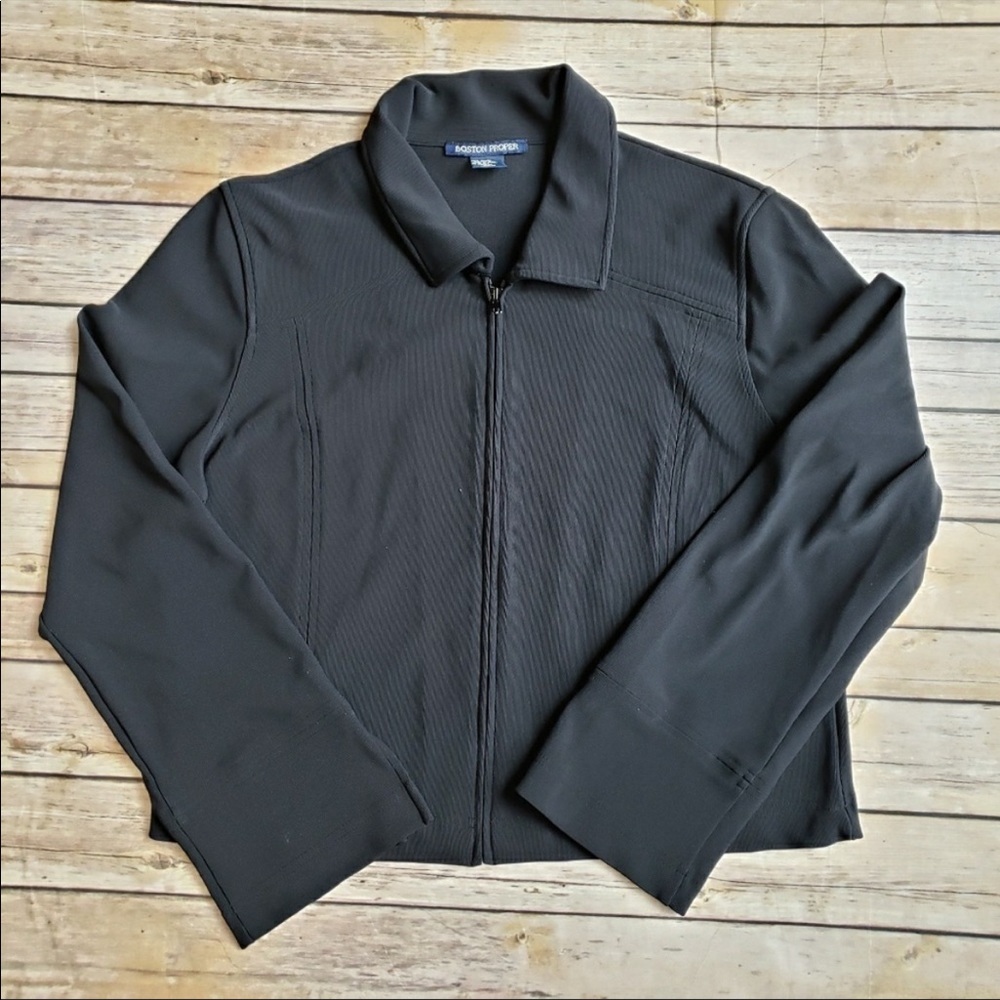Boston Proper Black Zip Up Travel Jacket